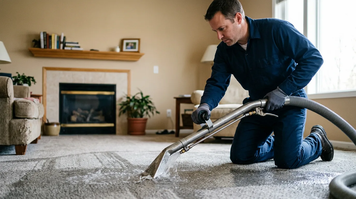 Water damage restoration technician working near South Milford, IN